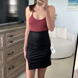 Black Faux Snakeskin Skirt